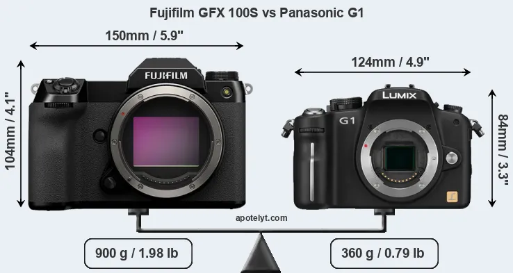 Size Fujifilm GFX 100S vs Panasonic G1