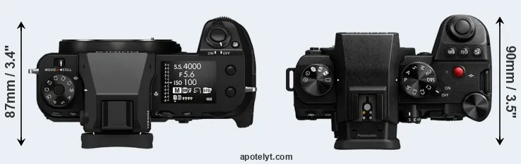 Compare GFX 100S versus G9 II top