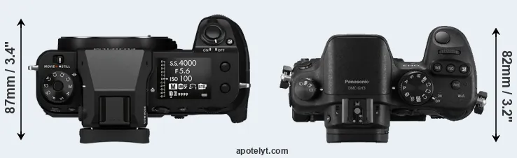 Compare GFX 100S versus GH3 top