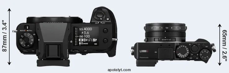Compare GFX 100S versus LX100 II top