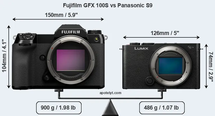 Size Fujifilm GFX 100S vs Panasonic S9