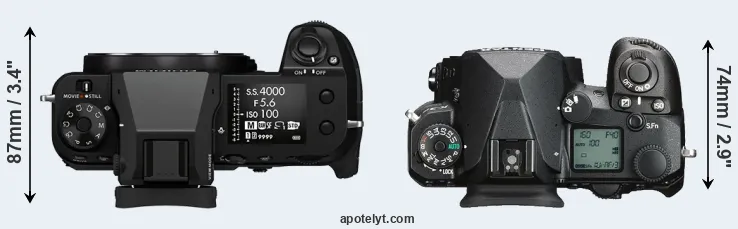 Compare GFX 100S versus K-3 III top