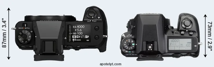 Compare GFX 100S versus K-5 II top