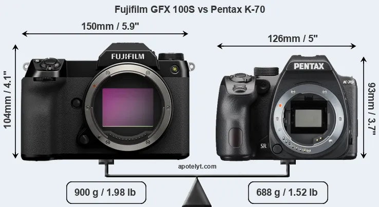 Size Fujifilm GFX 100S vs Pentax K-70