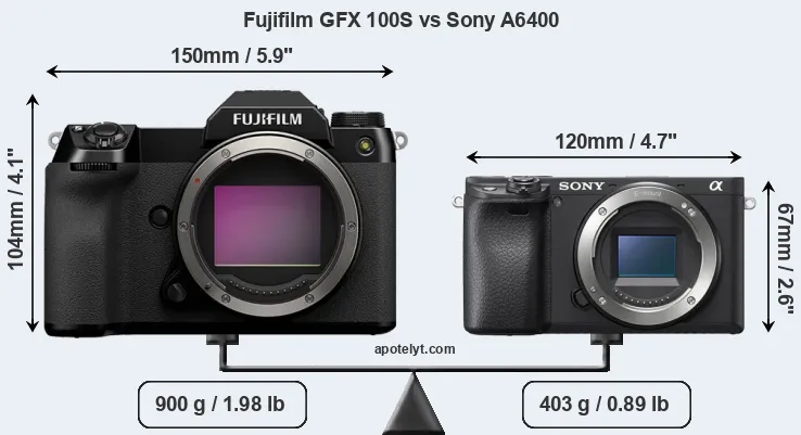 Size Fujifilm GFX 100S vs Sony A6400