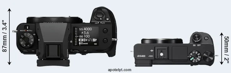 Compare GFX 100S versus A6400 top