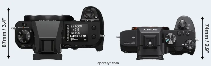 Compare GFX 100S versus A7 III top