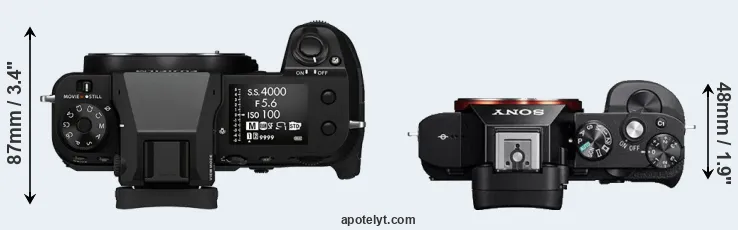 Compare GFX 100S versus A7R top