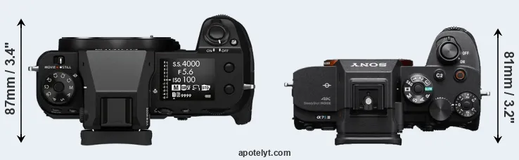 Compare GFX 100S versus A7S III top