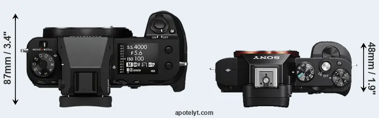 Compare GFX 100S versus A7S top
