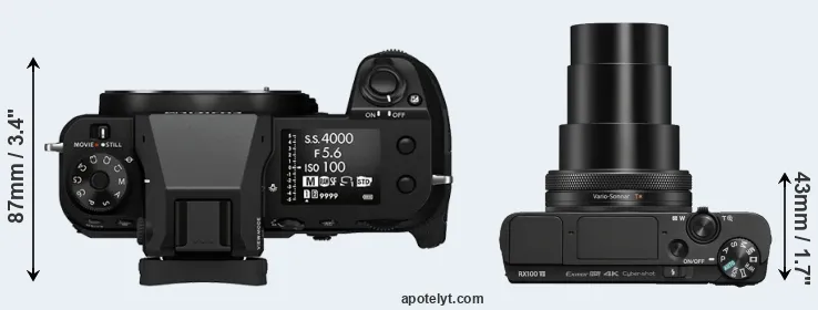 Compare GFX 100S versus RX100 VII top