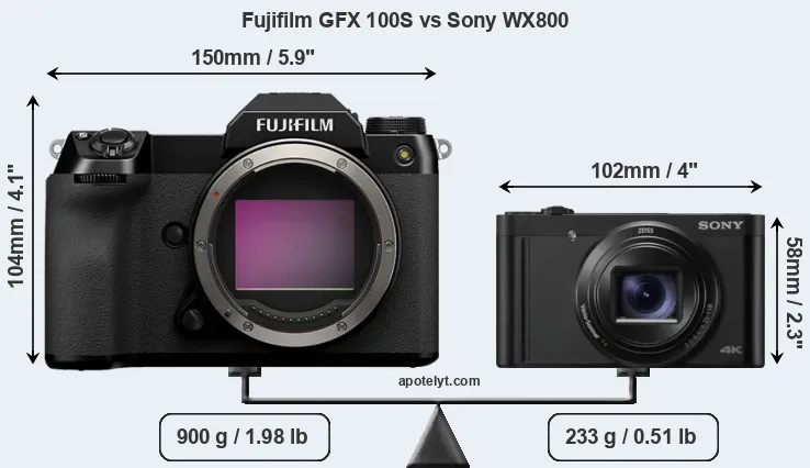 Size Fujifilm GFX 100S vs Sony WX800