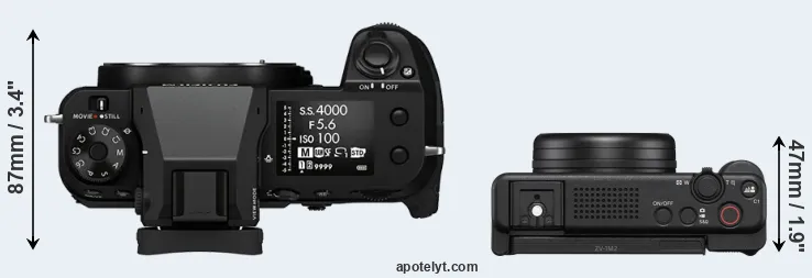 Compare GFX 100S versus ZV-1 II top