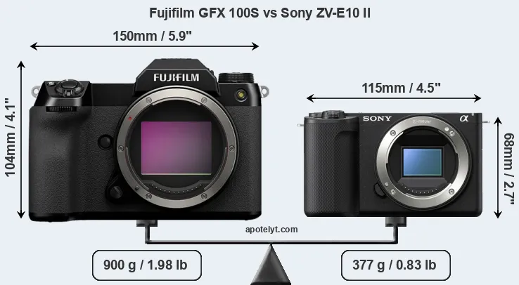Size Fujifilm GFX 100S vs Sony ZV-E10 II