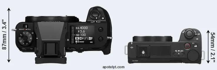 Compare GFX 100S versus ZV-E10 II top