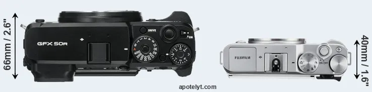 Compare GFX 50R versus X-A3 top