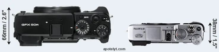 Compare GFX 50R versus X-E1 top