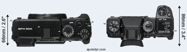 Compare GFX 50R versus X-H1 top
