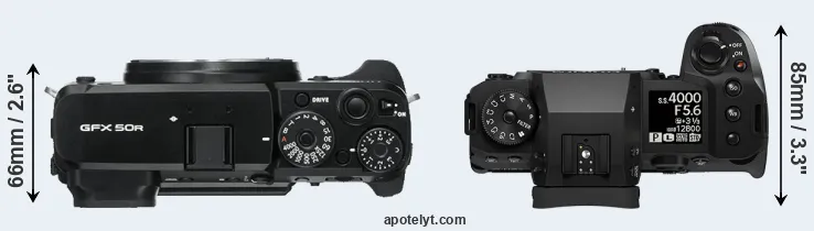 Compare GFX 50R versus X-H2S top