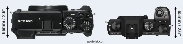 Compare GFX 50R versus X-S10 top