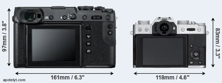 Comparison GFX 50R or X-T10 rear