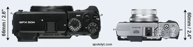 Compare GFX 50R versus X30 top