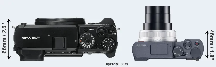 Compare GFX 50R versus C-LUX top