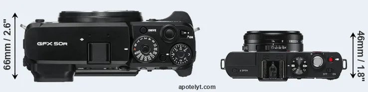 Compare GFX 50R versus D-LUX 6 top