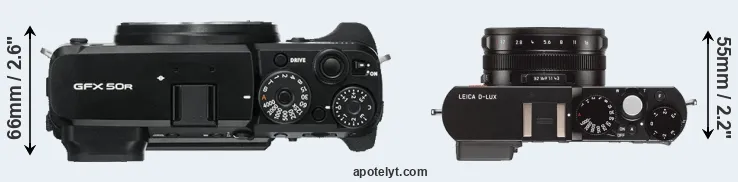 Compare GFX 50R versus D-LUX Typ 109 top