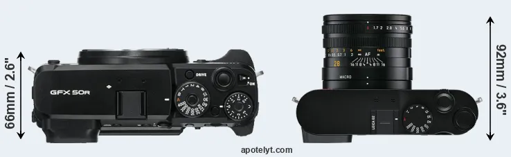 Compare GFX 50R versus Q2 top
