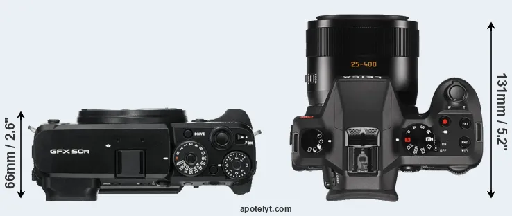 Compare GFX 50R versus V-LUX Typ 114 top