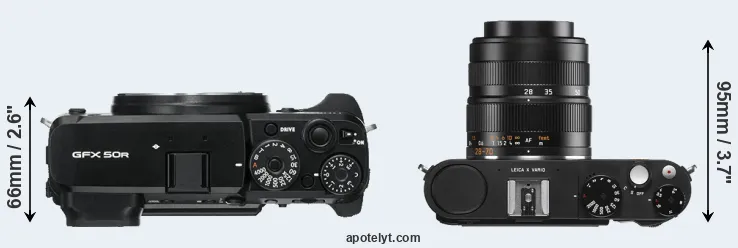Compare GFX 50R versus X Vario top