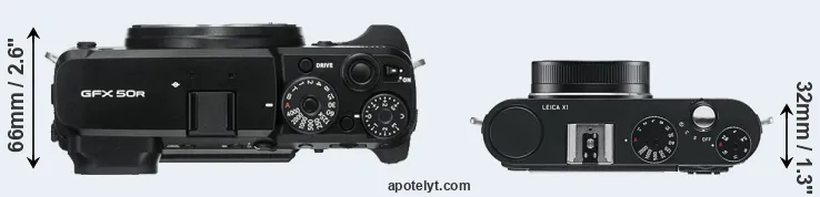 Compare GFX 50R versus X1 top