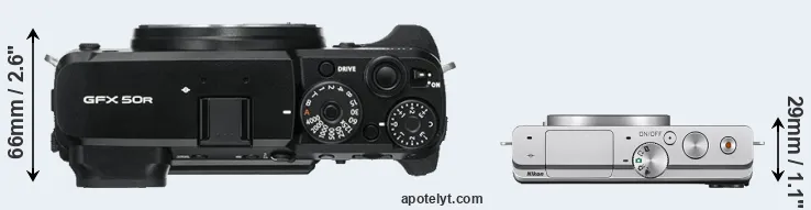 Compare GFX 50R versus J4 top