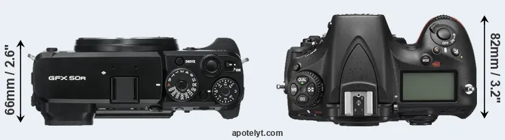 Compare GFX 50R versus D810 top