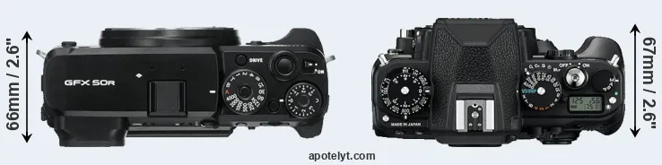 Compare GFX 50R versus Df top