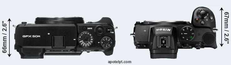 Compare GFX 50R versus Z5 top
