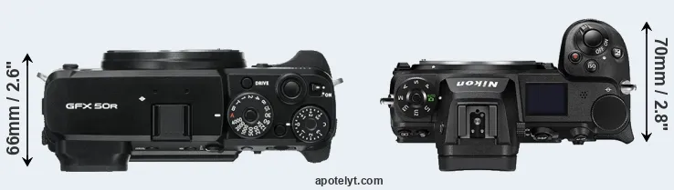 Compare GFX 50R versus Z6 II top