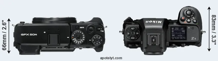 Compare GFX 50R versus Z8 top