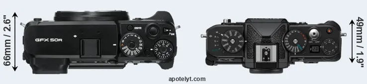 Compare GFX 50R versus Zf top