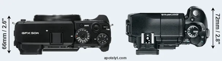 Compare GFX 50R versus E-330 top