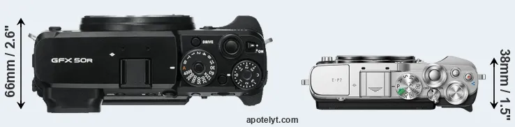 Compare GFX 50R versus E-P7 top