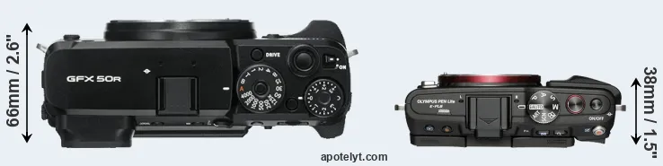 Compare GFX 50R versus E-PL6 top
