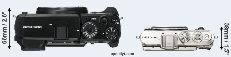 Compare GFX 50R versus E-PL8 top