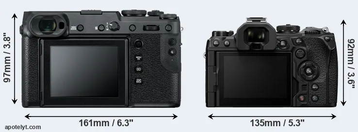 Comparison GFX 50R or OM-1 II rear