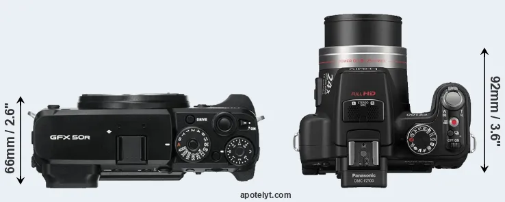 Compare GFX 50R versus FZ100 top