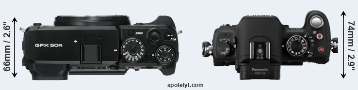 Compare GFX 50R versus G2 top