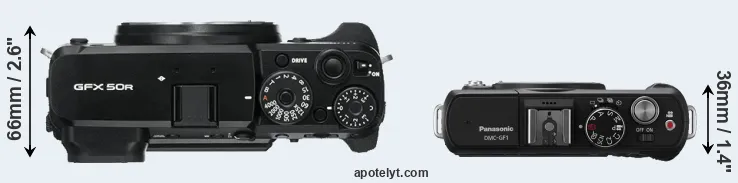 Compare GFX 50R versus GF1 top