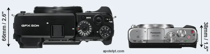 Compare GFX 50R versus GF6 top