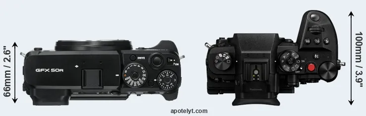 Compare GFX 50R versus GH6 top